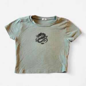 Garage Dragon Print Crop T-Shirt TP/XS